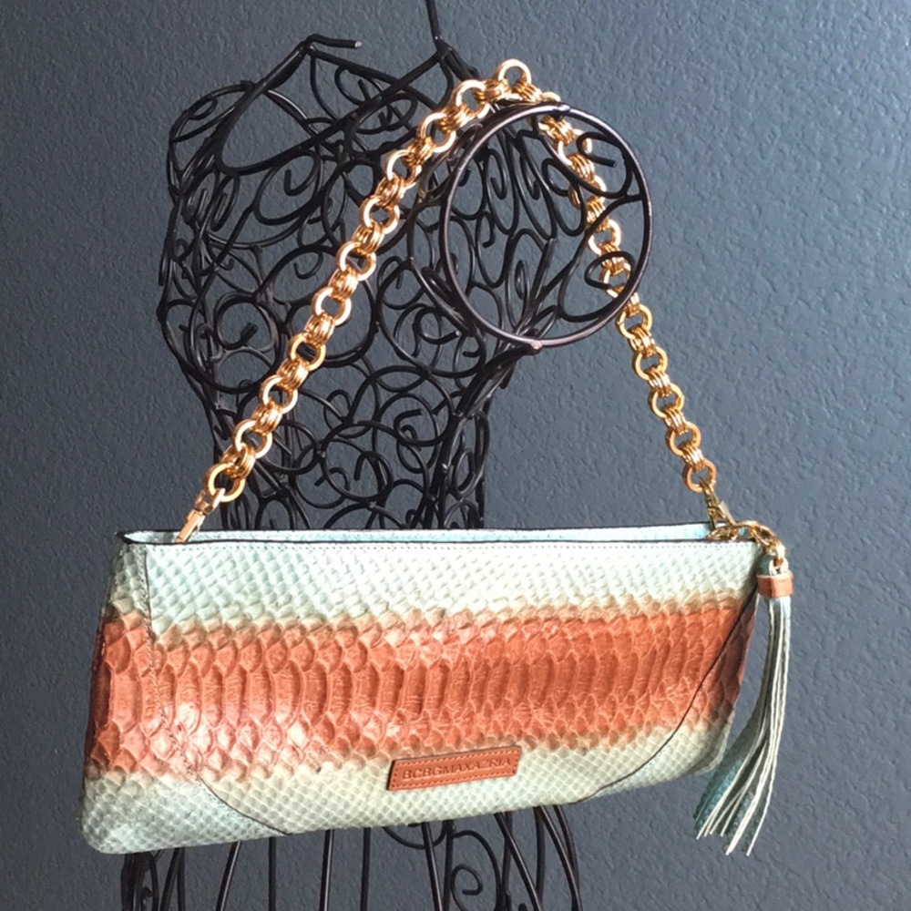 BCBG Max Azria Signature Python Snakeskin Purse - Picture 7 of 8